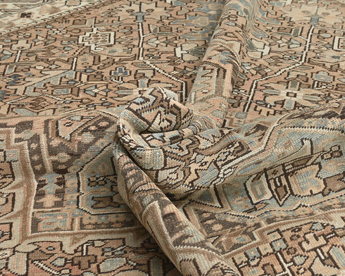 10x13 Vintage Heriz Brown Persian Style Hand Knotted Wool Area Rug